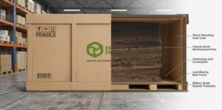 Internal view of HexcelCrate Tetra-Lok Crating System